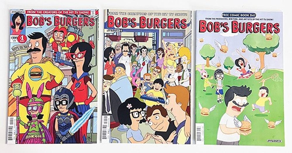 2015 Dynamite Bob's Burgers #1 Main + Dynamite #2 + Free Comic Book Day - RARE
